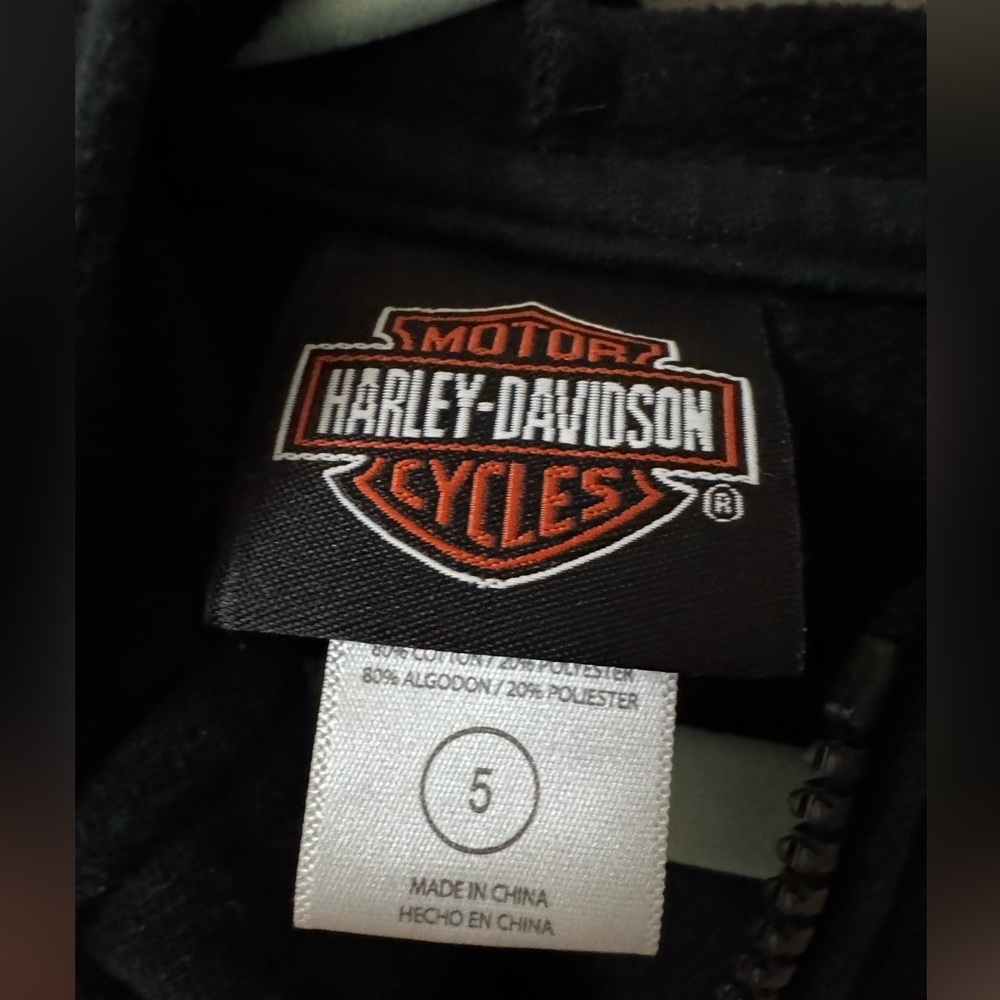 Harley-Davidson Kids Zip-Up Hoodie – Size 5 - Picture 3 of 7